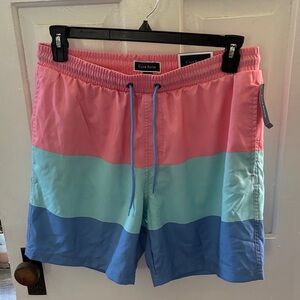 Club Room Men's Vibrant Swim Trunks - Pink, Aqua, and Blue
